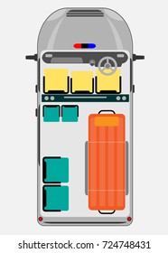 Top View show Seat Map of Ambulance Van Car