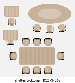 Top View show Seat and Table of Business office  Vector
