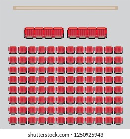 Top View show Seat in the Theater with vip Zone  Vector and illustration