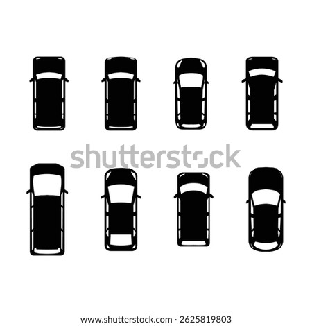 Top view silhouette of a car for graphic use