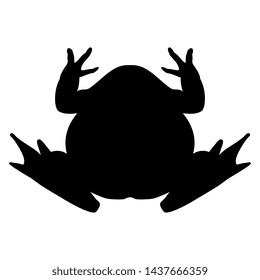 Top view silhouette of a frog or toad. Isolated vector illustration. 