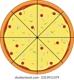 Top view of simple vector pizza design

The purpose of this design is so you have the option to add or remove the toppings editing your design in lesser amount of time