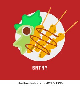 Top view of Singapore Malaysia culinary. Traditional delicacy design template vector illustration.