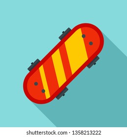 Top view skateboard icon. Flat illustration of top view skateboard vector icon for web design