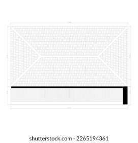 top view sketch of a building with a tiled roof