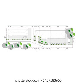 top view sketch of the landscape and parking lot and driveway