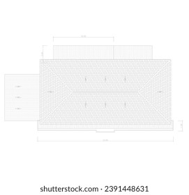 top view sketch of a tile roof building