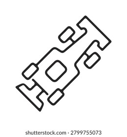Top view of sleek formula racing car representing high speed track competition. Motorsport vehicle design for professional race car enthusiast and sports.