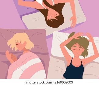 carácter de personas durmientes de vista superior