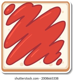 Top view of sliced bread sticker on white background illustration