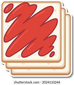 Top view of sliced breads sticker on white background illustration