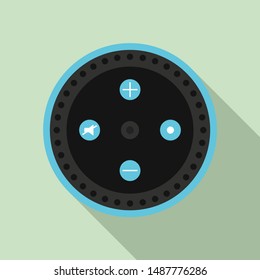 Top view smart speaker icon. Flat illustration of top view smart speaker vector icon for web design