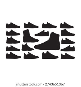 Top view sneakers silhouette vector flat illustration design on white back ground