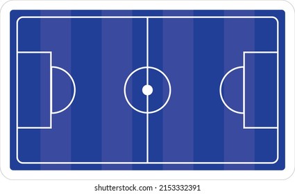 Top view of soccer field or football pitch in blue color, Vector illustration. Modern design	