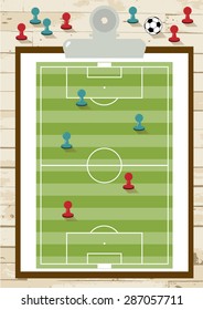 top view of soccer field or football field on board