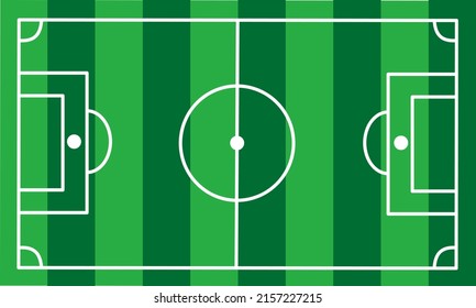 Top view of Soccer field, vector illustration. Football field with lines and areas.