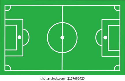 Top view of Soccer field, vector illustration. Football field with lines and areas.