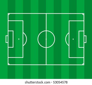 Top view of a soccer field, vector illustration