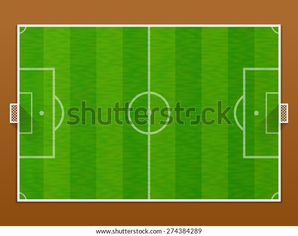 Top view of soccer pitch.\
Association football field with goalposts. Qualitative vector\
illustration for soccer, sport game, championship, gameplay,\
etc