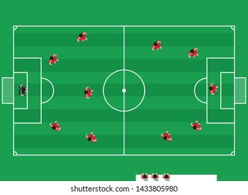 Top view Soccer stadium, Team player template