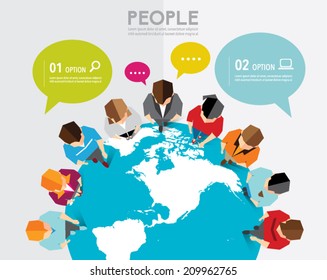 Top view of social people vector design