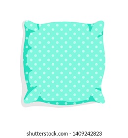 Top View of a Soft Colorful dotted Pillow in flat style isolated on white background. Sleep and rest symbol vector illustration. Flat interior home comfort object