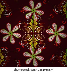 Top view, soft style. Stylish invitation for valentines day and greeting card concept. Floral composition, hand painted, delicate template. Scenic flower pattern on white, red and brown colors.