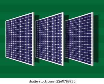 Top view of solar panels in the lawn. Renewable energy concept.