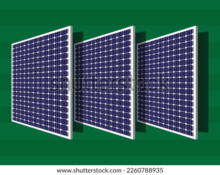Top view of solar panels in the lawn. Renewable energy concept.