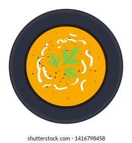 Top view of a soup on a dish - Vector