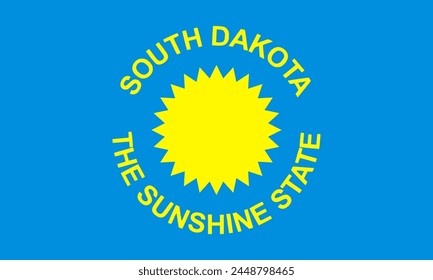 Top view of South Dakota 1909 1963 , USA flag, no flagpole. Plane design layout Flag background