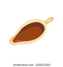 Top view of soy or chocolate sauce isolated on white background. Condiments and sauces vector illustration. Cuisine, food concept