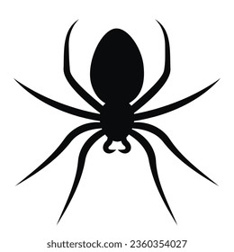Top view of spider silhouette. Insect in flat style.