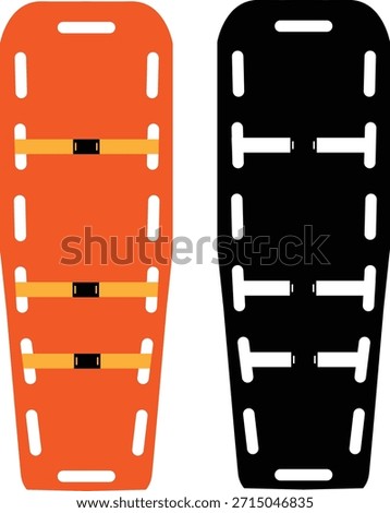 top view spinal board icon set. long spinal boards with head immobilizer. flat style.