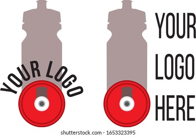 Top view sports water bottle red casts a shadow on the table