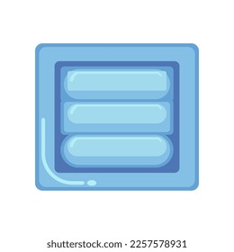 Top view of square blue inflatable mattress vector illustration. Equipment or object for water activities in shape of square isolated on white background. Summer, holidays concept