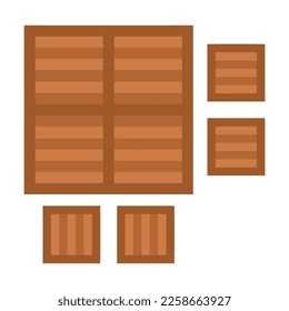 Top view of square table and chairs. Garden furniture for outdoor plan. Vector illustration of patio and yard landscape element isolated on white. Architecture, design concept