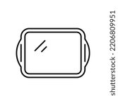 Top view of square tray vector black icon. EPS 10. Baking dish, sheet symbol.... Empty baking tray.. isolated on white.. Kitchen accessories with.... Handles. Metal. Illustration home cooking tools.