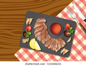 A Top View of Steak illustration