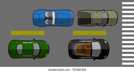 Top view of a street with some cars, Vector illustration