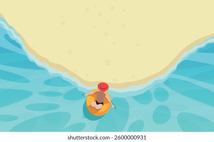 top view, summer banner concept, relax calm, beach trip, holiday vacation, tropical background, sale discount promotion banner, vector