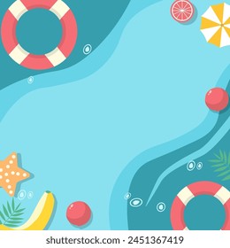 Top View of Summer Holiday in Swimming Pool Background with Copy Space