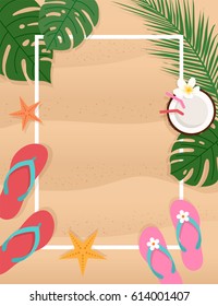 Top view of summer holidays border illustration