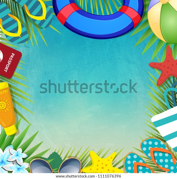 Top View Summer Holidays Border Frame Stock Vector (Royalty Free ...