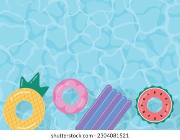 Top view of summer pool background illustration