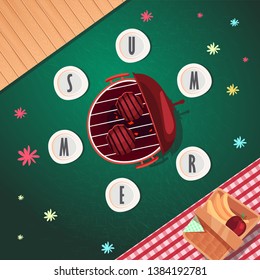 top view summer poster design. can be use for greeting and invitation card. background , backdrop. vector illustration - Vector