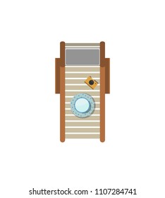 Top view sunbed isolated icon. Family beach vacation accessories, summer time vector illustration.