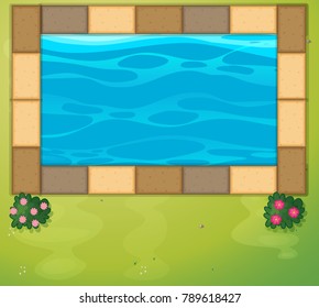 Top view of swimming pool in park illustration