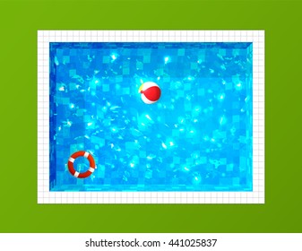 Top view of swimming pool. vector illustration.