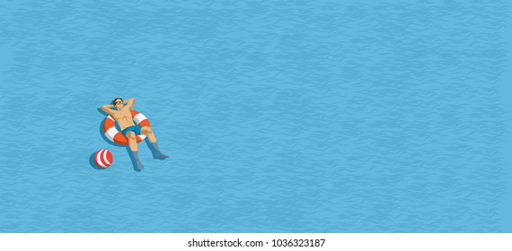 Top view  swimming in the pool,Holiday